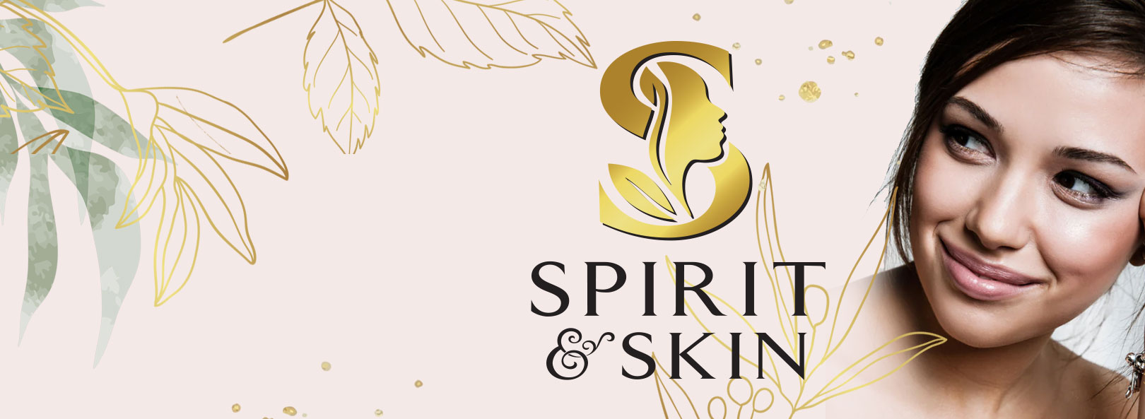 Spirit & Skin logo with a smiling woman and botanical design inviting users to explore holistic facials at Spirit & Body Massage in Prescott Valley, AZ.